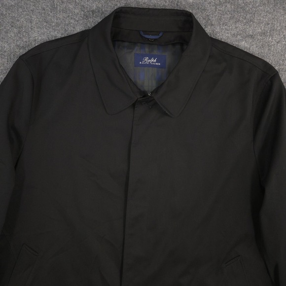 Ralph Ralph Lauren Jacket Men 54R Black Fly Front Car Coat Water Repellent Lined - Picture 2 of 15